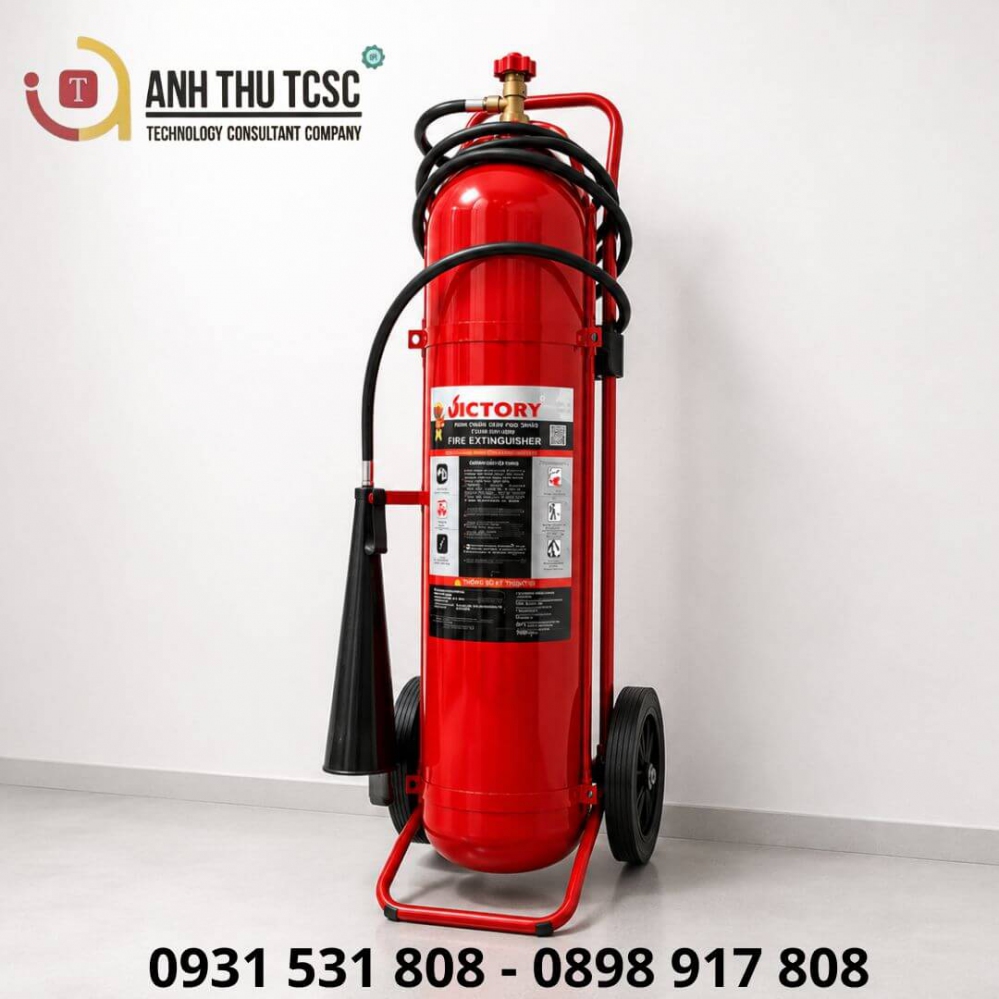 Bình chữa cháy Victory xe đẩy - khí CO2 24kg